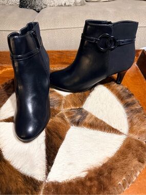 Impo Black Ankle Boots with Side Ring Accent
